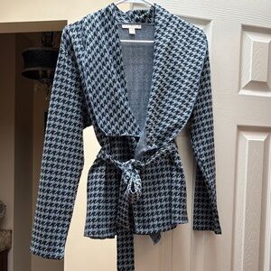 Sunny Leigh Blazer Wrap Belt Large Houndstooth Blue/ Black Excellent Condition